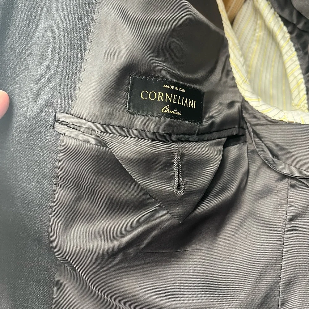 Corneliani Mens Gray Blazer‎ Extrafine Virgin Wool Super 110's Sport Coat US 48R